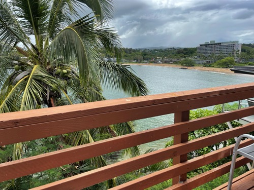 Lanai with view on Kalapaki beach and Royal Sonesta Kauai
