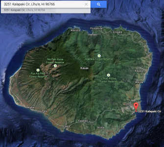 Map of Kauai, Hawaii
